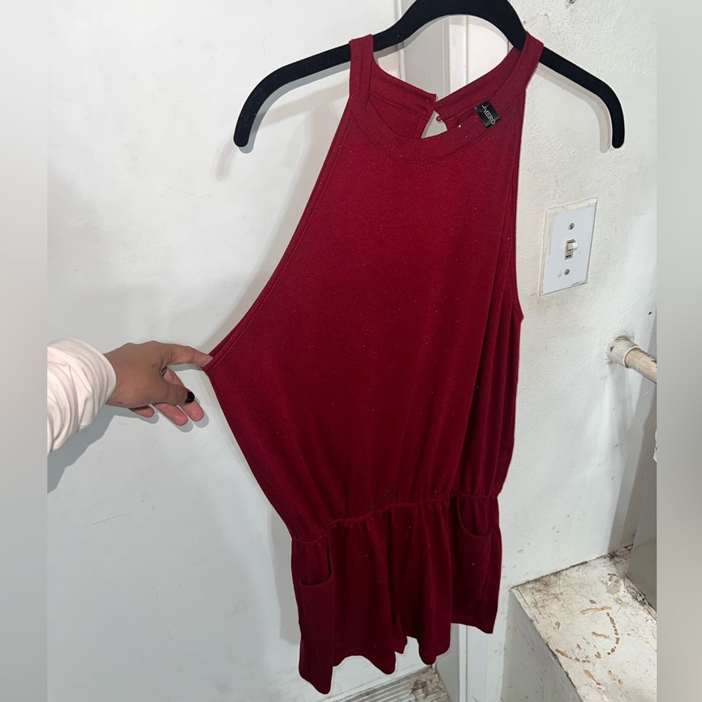 RED ROMPER - WOMENS SIZE LARGE WITH POCKETS